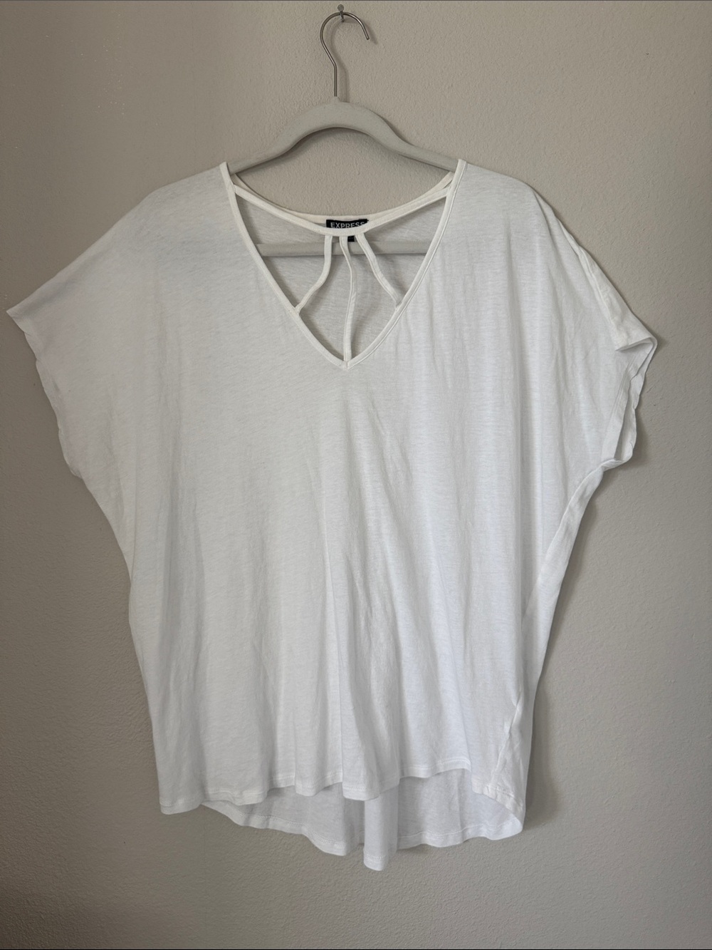 Express White Strappy V-Neck Tee
